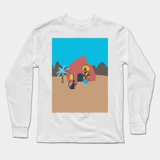 Cats Enjoying a a Sunny Day on a Mediterranean Patio Long Sleeve T-Shirt